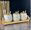 НАБОР БАНОК 3ШТ 350МЛ BAMBOO С ЛОЖКАМИ НА ПОДСТАВКЕ
